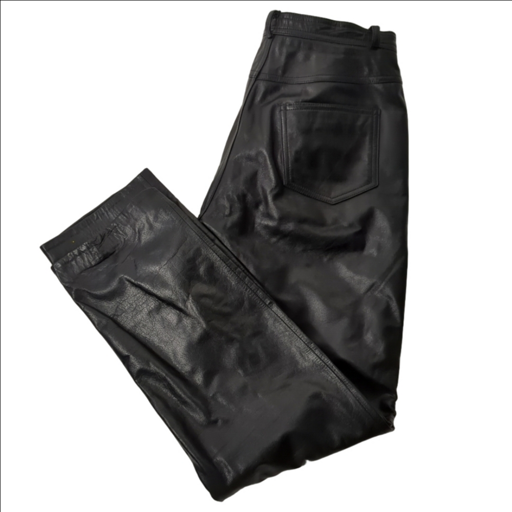 Vintage Danier Black High Rise Leather Pants Size 10